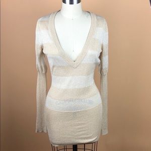 Gold and White Striped Sweater by Mix It